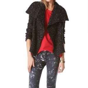 IRO Lierane Noir Mohair Blend Tweed Lamb Leather Trim Moto Jacket Size 38 VGUC